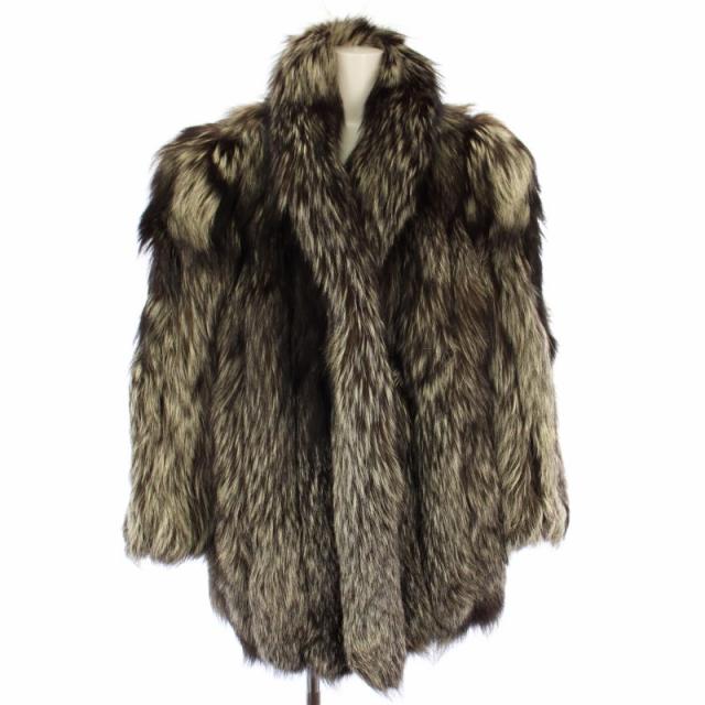 【中古】ノーブランド ファーコート シルバーフォックス 毛皮 アウター 11 ブラウン /TK ■MT ■GY18 レディース