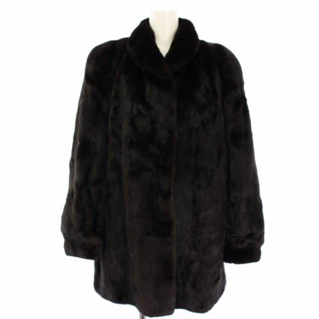 【中古】ブラックグラマ BLACKGLAMA ファーコート ミンクファー 毛皮 アウター 13 ブラック SM13705 ■MT レディース