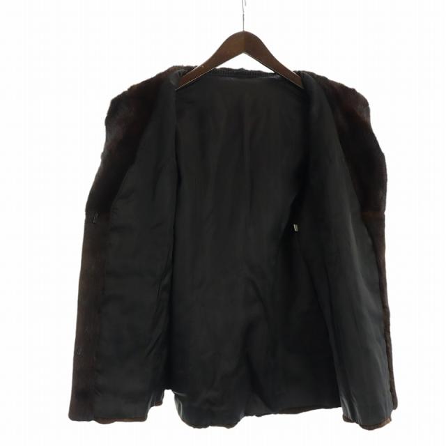 ノーブランド品 毛皮コート ミンクファー ミドル 長袖 総裏地 茶