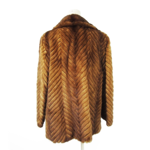 ノーブランド ミンクファーコート 毛皮 ミドル丈 大きいサイズ 13 茶