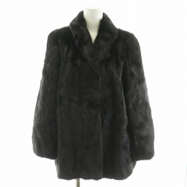 【中古】ランブルトン Rambulton オンワード Onward ファーコート 毛皮コート ミンク ハーフ 9 M 茶 ダークブラウン