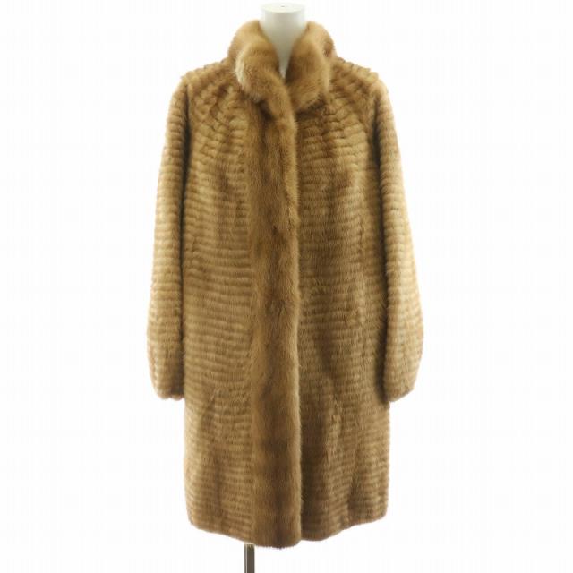 【中古】ノーブランド ファーコート 毛皮コート ミンク ミディアム 13 XL 大きいサイズ 茶 ブラウン