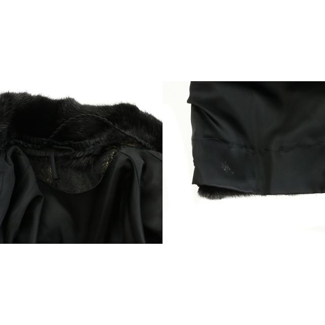ブラックミンク MINK ファーコート 本毛皮 11 着丈約105cm 黒系