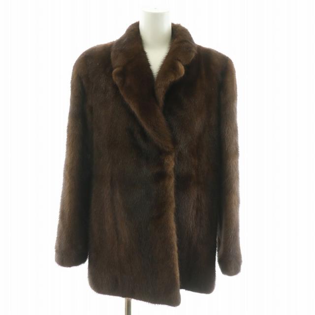 【中古】ムーンバット MOOBAT ファー フラッシュ FUR FLASH ファーコート 毛皮コート ミンク ハーフ 11 L 茶