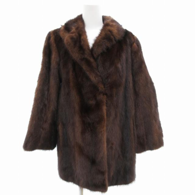 中古】ノーブランド ミンクファーコート 毛皮 ミドル 11 茶 ブラウン