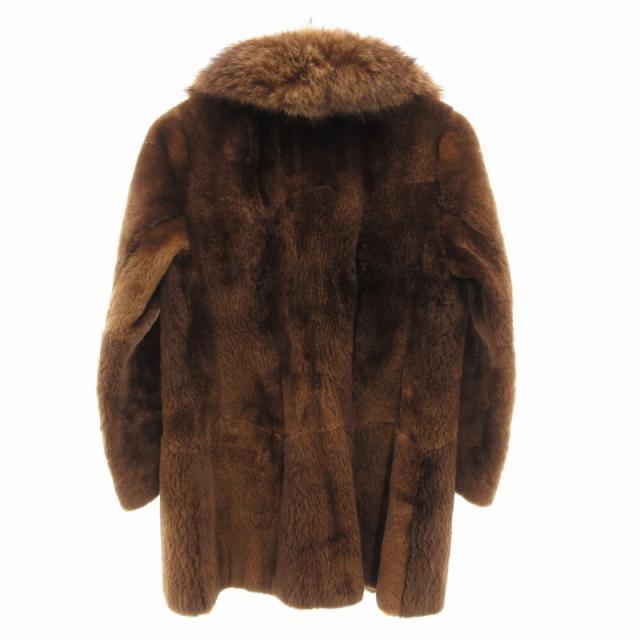 【中古】デラックス ファー Deluxe Fur by Onward ファーコート ミンクファー 毛皮 ハーフ ミドル丈 M 茶 ブラウン デラックス ファー Deluxe Fur by Onward ファーコート ミンクファー