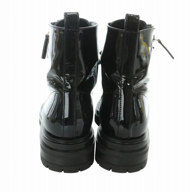 【中古】ジャンヴィトロッシ Gianvito Rossi ショートブーツ エナメル ロゴ レースアップ ジップアップ 37.5 24.5cm