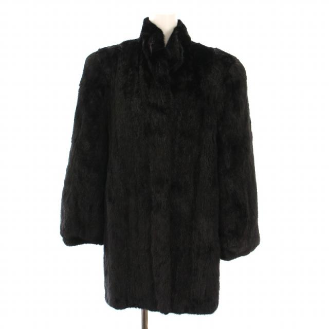 【中古】ノーブランド 毛皮コート ハーフ ミンクファー アウター 13 黒 ダークブラウン /YM ■MT レディース