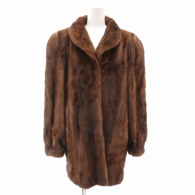 【中古】ファーコート ミンク 毛皮 ハーフ丈 15 茶 ブラウン ■GY18 /TZ レディース