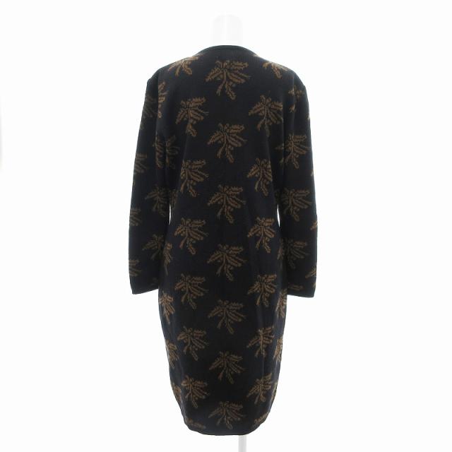 【中古】グッチ GUCCI ヴィンテージ ニットワンピース 長袖 ミモレロング 花がら 総柄 ウール 42 黒 茶 /JS ■GY18 中古】グッチ GUCCI ヴィンテージ ニットワンピース 長袖 ミモレロング