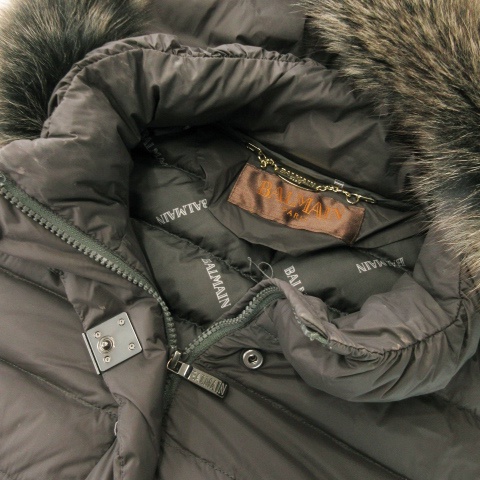 【中古】バルマン BALMAIN ダウンジャケット ステンカラー ブルーフォックス 毛皮 ジップアップ フーディ L 黒 中古】バルマン BALMAIN ダウンジャケット ステンカラー ブルー