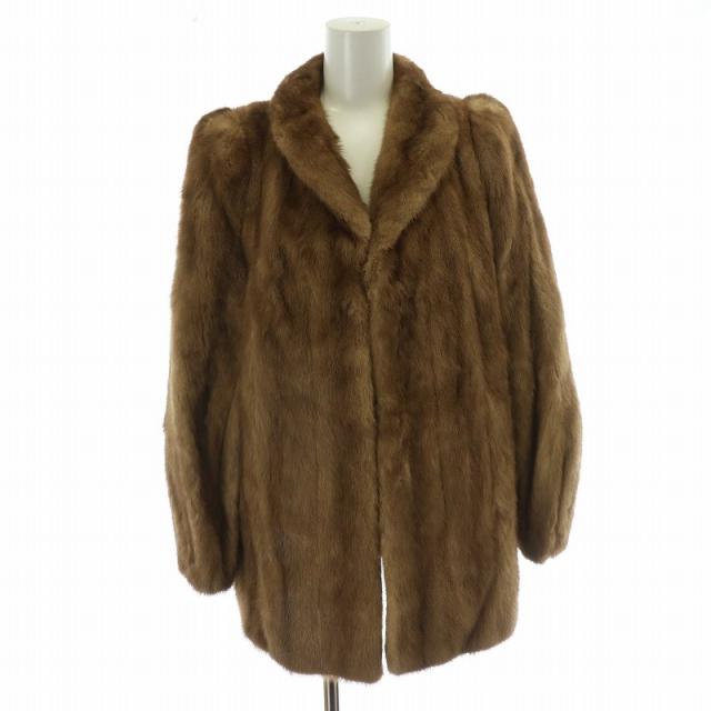 【中古】Konrad fur 毛皮コート ファーコート ミンク ハーフ 茶 ブラウン /MW ■GY18 レディース