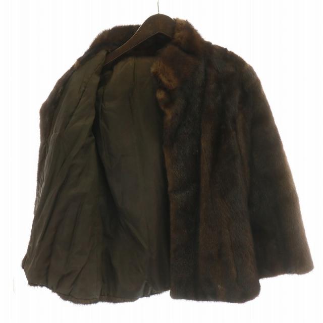 ノーブランド ファーコート 毛皮コート ミンク ロング 11 L 茶