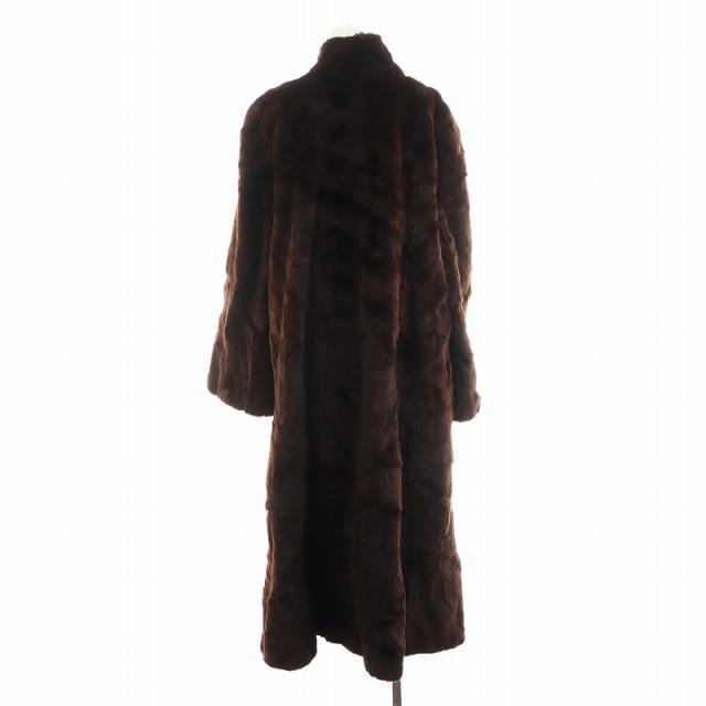 【中古】エーシーバング A.C.BANG 毛皮 シェアードミンクファー ロング コート  総裏地 茶 ブラウン レディース