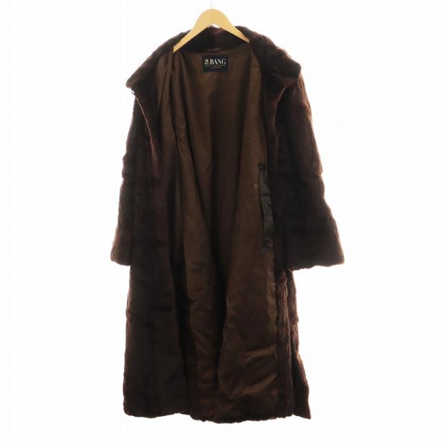 【中古】エーシーバング A.C.BANG 毛皮 シェアードミンクファー ロング コート  総裏地 茶 ブラウン レディース