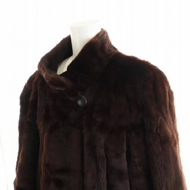 【中古】エーシーバング A.C.BANG 毛皮 シェアードミンクファー ロング コート  総裏地 茶 ブラウン レディース