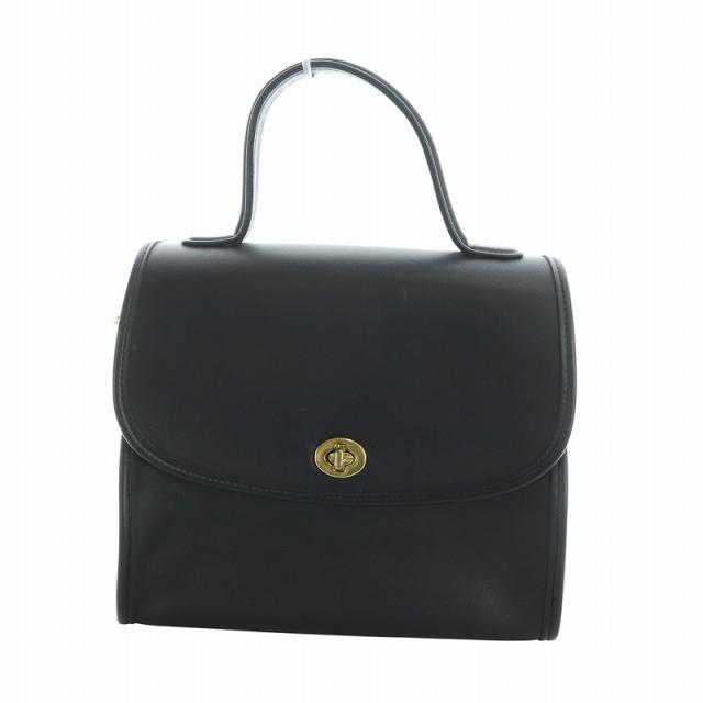 【中古】コーチ COACH オールドコーチ ヴィンテージ 9977 USA製 ハンドバッグ ロゴ ゴールド金具 黒 ブラック