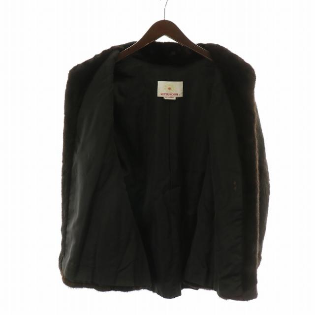 【中古】ミツコシ MITSUKOSHI 毛皮コート ミンクファー 長袖 ミドル ロゴ 大きいサイズ ネーム刺繍入り 13 LL 茶 中古】ミツコシ MITSUKOSHI 毛皮コート ミンクファー 長袖 ミドル ロゴ