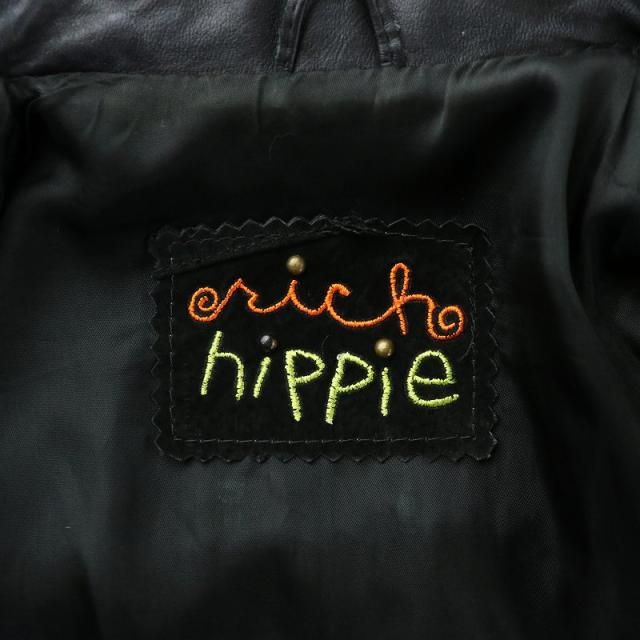 【中古】リッチヒッピー rich hippie ジャケット フェイクレザー デニム 編み込み ブリーチ加工 黒 ブラック 中古】リッチヒッピー rich hippie ジャケット フェイクレザー デニム