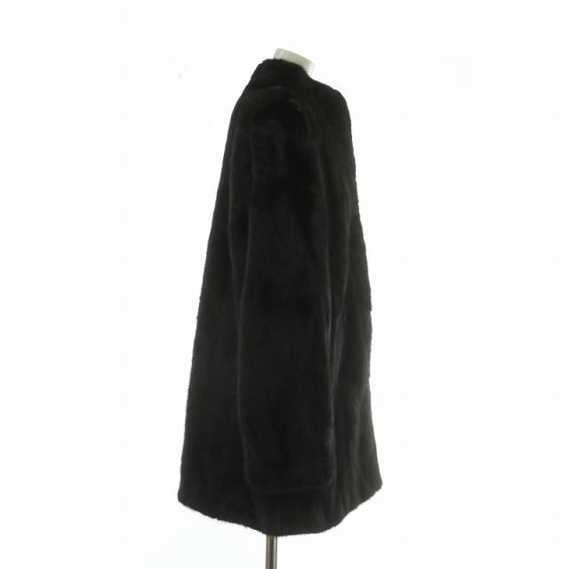 【中古】サガミンク SAGA MINK 銀サガ ファーコート アウター 毛皮 ミンク ミドル 肩パッド 裏地刺繍 13 XL 黒 中古】サガミンク SAGA MINK 銀サガ ファーコート アウター 毛皮