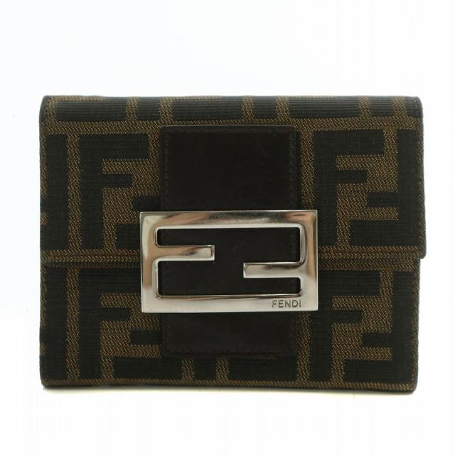 中古】フェンディ FENDI ズッカ 三つ折り 財布 キャンバス 中古】フェンディ FENDI ズッカ 三つ折り 財布 キャンバス