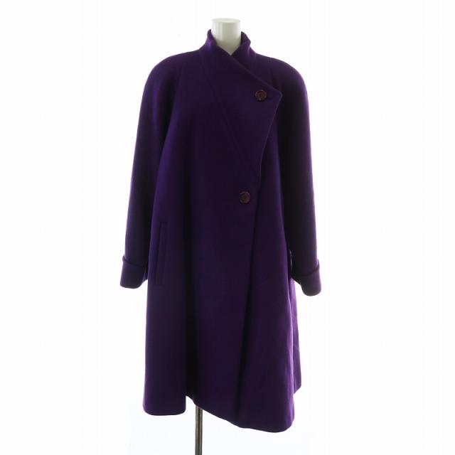 【中古】クリスチャンディオール Christian Dior USA製 ヴィンテージ ロング コート ウール 裏地総柄 10 紫 パープル