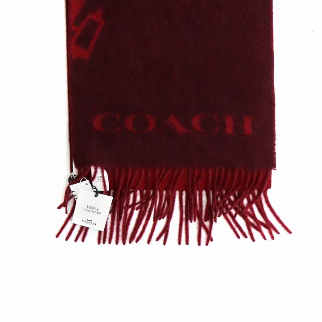 未使用品 コーチ COACH カシミヤ100％ マフラー フリンジ ビッグロゴ グレー メンズ レディース ☆新品☆COACH(コーチ)☆カシミヤ100スカーフマフラーブラック保存袋付き♪