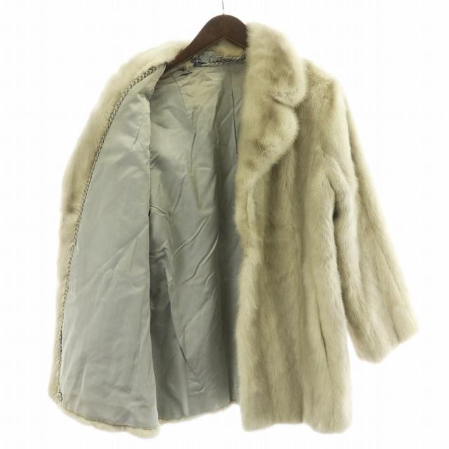 ファーコート 毛皮 ミンク ハーフ シェブロン 茶 ブラウン