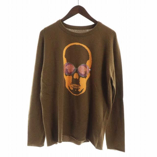 ルシアンペラフィネ カシミア ニットカーディガン/スカルラインストーン/M ルシアンペラフィネ カシミア ニットカーディガン/スカルラインストーン/M