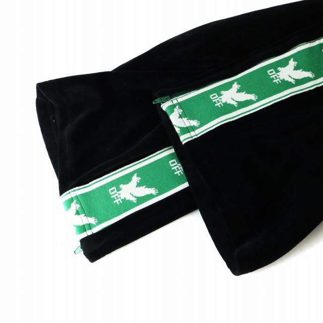 【中古】未使用品 オフホワイト OFF WHITE ベロアパンツ タグ付き ストレート ロゴ サイドライン L 黒 ブラック 中古】未使用品 オフホワイト OFF WHITE ベロアパンツ タグ付き
