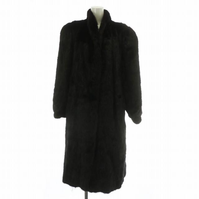 【中古】サガミンク SAGA MINK 銀サガ Belle vison ファーコート アウター 毛皮 ミンク ロング 肩パッド 11 L 茶色