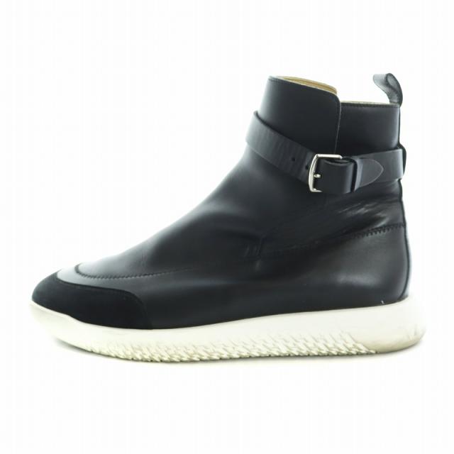 【中古】エルメス HERMES ショートブーツ ベルト レザー ラバー 切替 ロゴ 44 28.5cm 黒 ブラック 192516ZH