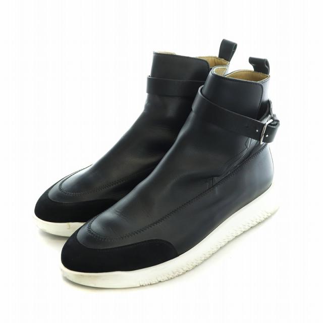 【中古】エルメス HERMES ショートブーツ ベルト レザー ラバー 切替 ロゴ 44 28.5cm 黒 ブラック 192516ZH