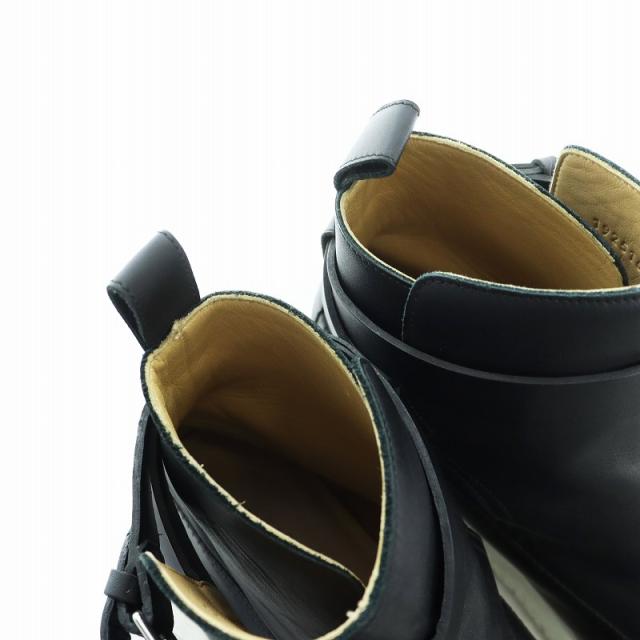 【中古】エルメス HERMES ショートブーツ ベルト レザー ラバー 切替 ロゴ 44 28.5cm 黒 ブラック 192516ZH