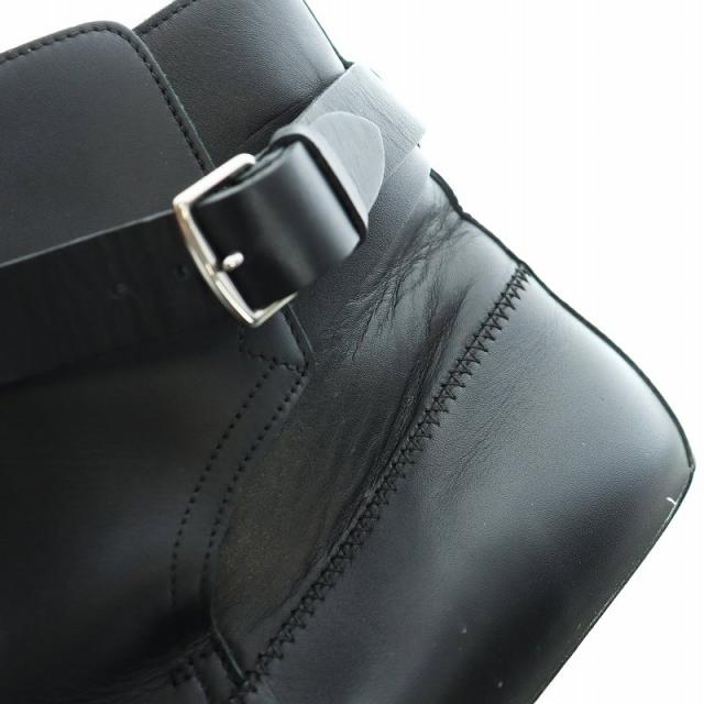 【中古】エルメス HERMES ショートブーツ ベルト レザー ラバー 切替 ロゴ 44 28.5cm 黒 ブラック 192516ZH
