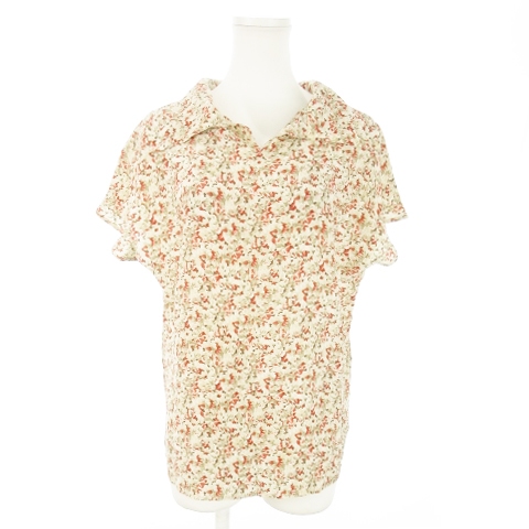 【中古】グッチ GUCCI ヴィンテージ シルクシャツ スキッパー 半袖 絹 花柄 総柄 クレストタグ 42 M ベージュ 中古】グッチ GUCCI ヴィンテージ シルクシャツ スキッパー 半袖 絹 花