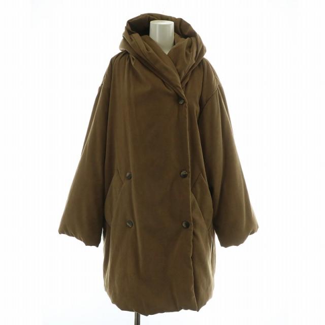 【中古】マックスマーラ MAX MARA 白タグ ロング コート ショールカラー フード 中綿 アウター 40 M 茶 ブラウン