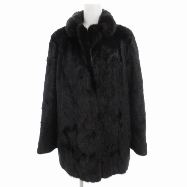 【中古】ファーコート ジャケット ミンクファー 9 黒 ブラック 茶 ブラウン /OU ■GY18 レディース