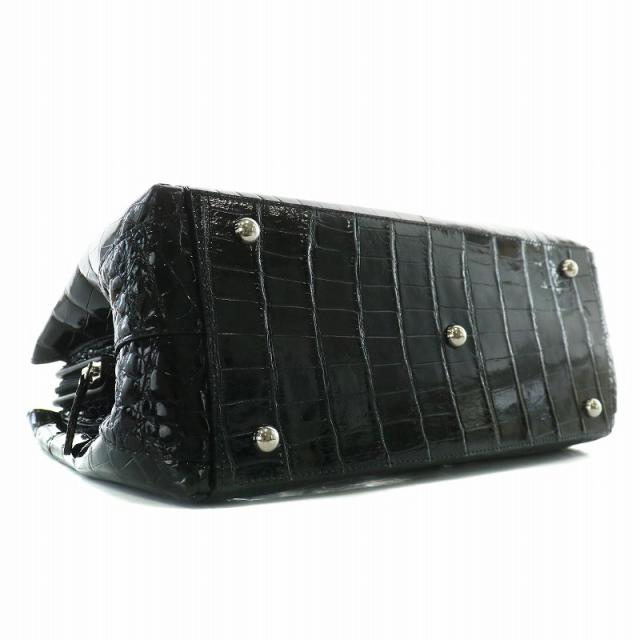 【中古】サンポー sanpo JRA ハンドバッグ トート シャイニークロコ レザー 黒 ブラック /XZ ■GY18 レディース 中古】サンポー sanpo JRA ハンドバッグ トート シャイニークロコ