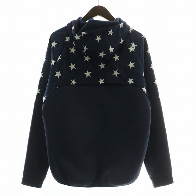 【中古】F.C.Real Bristol FCRB 18AW VENTILATION HOODY パーカー スウェット 星柄 ジップアップ M 紺 FCRB-189029