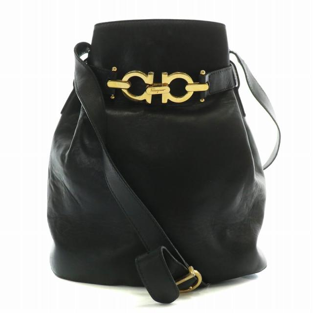 人気】フェラガモショルダーバッグゴールド金具ガンチーニレザーブラック