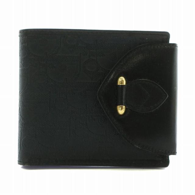 クリスチャンディオール　折りたたみ財布　レザー　トロッター柄　ヴィンテージ　黒 CHRISTIAN DIOR クリスチャンディオール トロッター柄 二つ折り