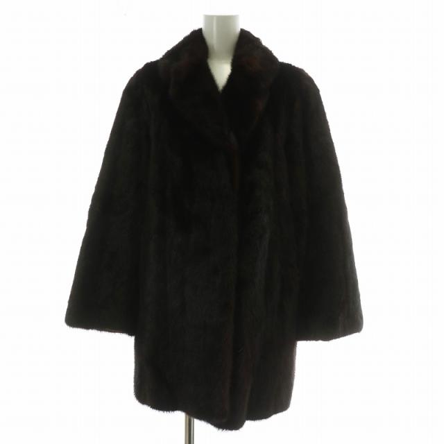 【中古】タカモトミンク Takamoto Mink ファーコート アウター 毛皮 ミンク ミドル 茶色 ブラウン