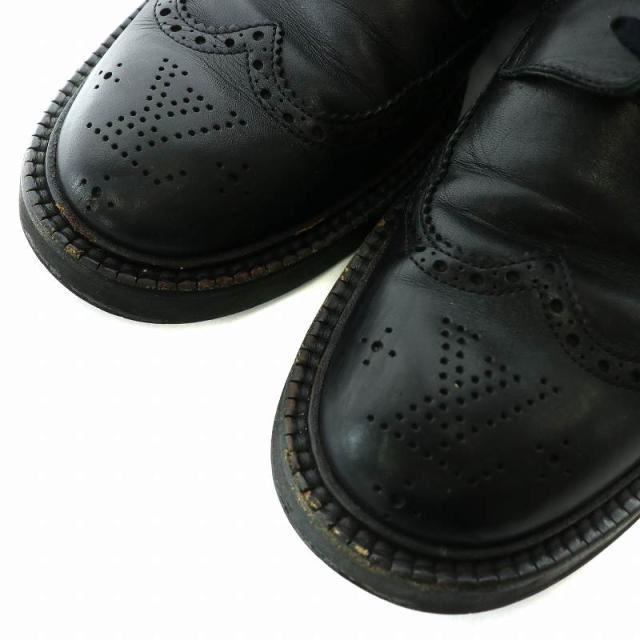 【中古】LOUIS VUITTON ショートブーツ レザー ラウンドトゥ ウイングチップ レースアップ ロゴ 6.5 25.5cm 黒