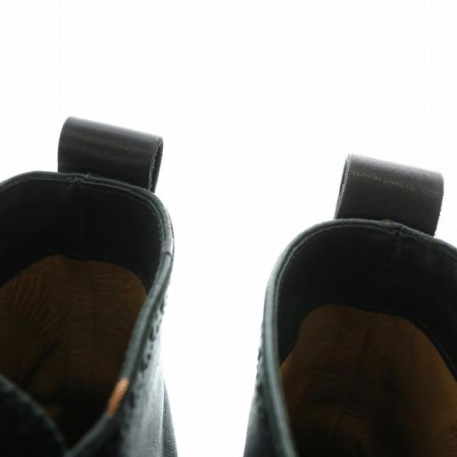 【中古】LOUIS VUITTON ショートブーツ レザー ラウンドトゥ ウイングチップ レースアップ ロゴ 6.5 25.5cm 黒