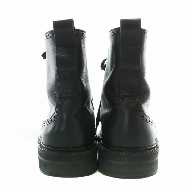 【中古】LOUIS VUITTON ショートブーツ レザー ラウンドトゥ ウイングチップ レースアップ ロゴ 6.5 25.5cm 黒