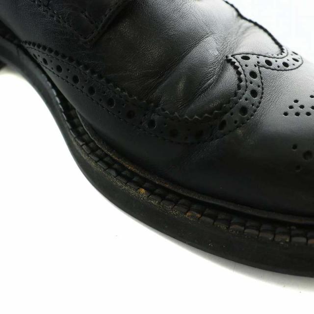 【中古】LOUIS VUITTON ショートブーツ レザー ラウンドトゥ ウイングチップ レースアップ ロゴ 6.5 25.5cm 黒