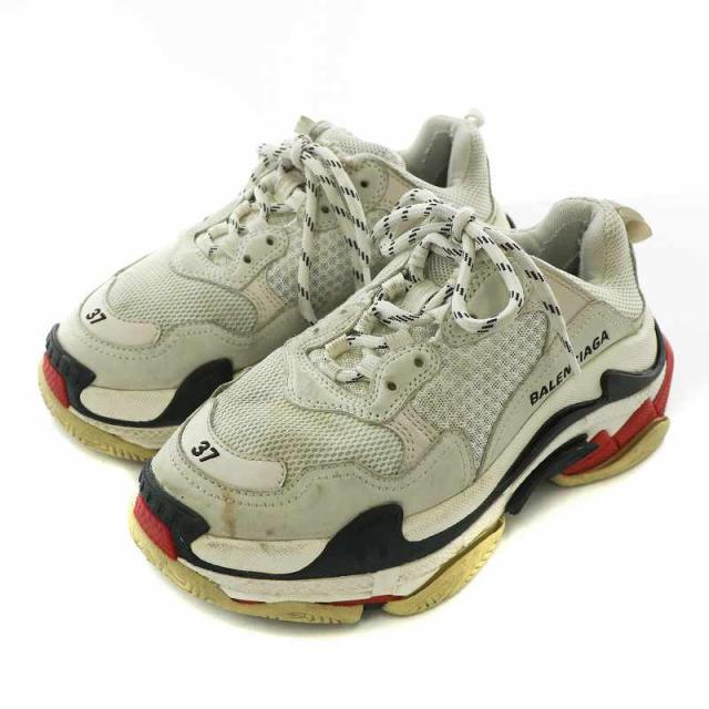 【中古】バレンシアガ BALENCIAGA トリプルS TRIPLE S ダッドスニーカー ローカット ロゴ US7 24.5cm グレー 524037