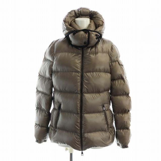 【中古】モンクレール MONCLER BERRE GIUBBOTTO ダウンジャケット 長袖 ジップアップ フード ナイロン 2 L 茶