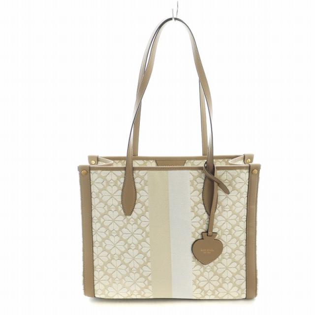 【中古】ケイトスペード KATE SPADE フラワー ジャガード ミディアム エブリシング トート ハンドバッグ ロゴ